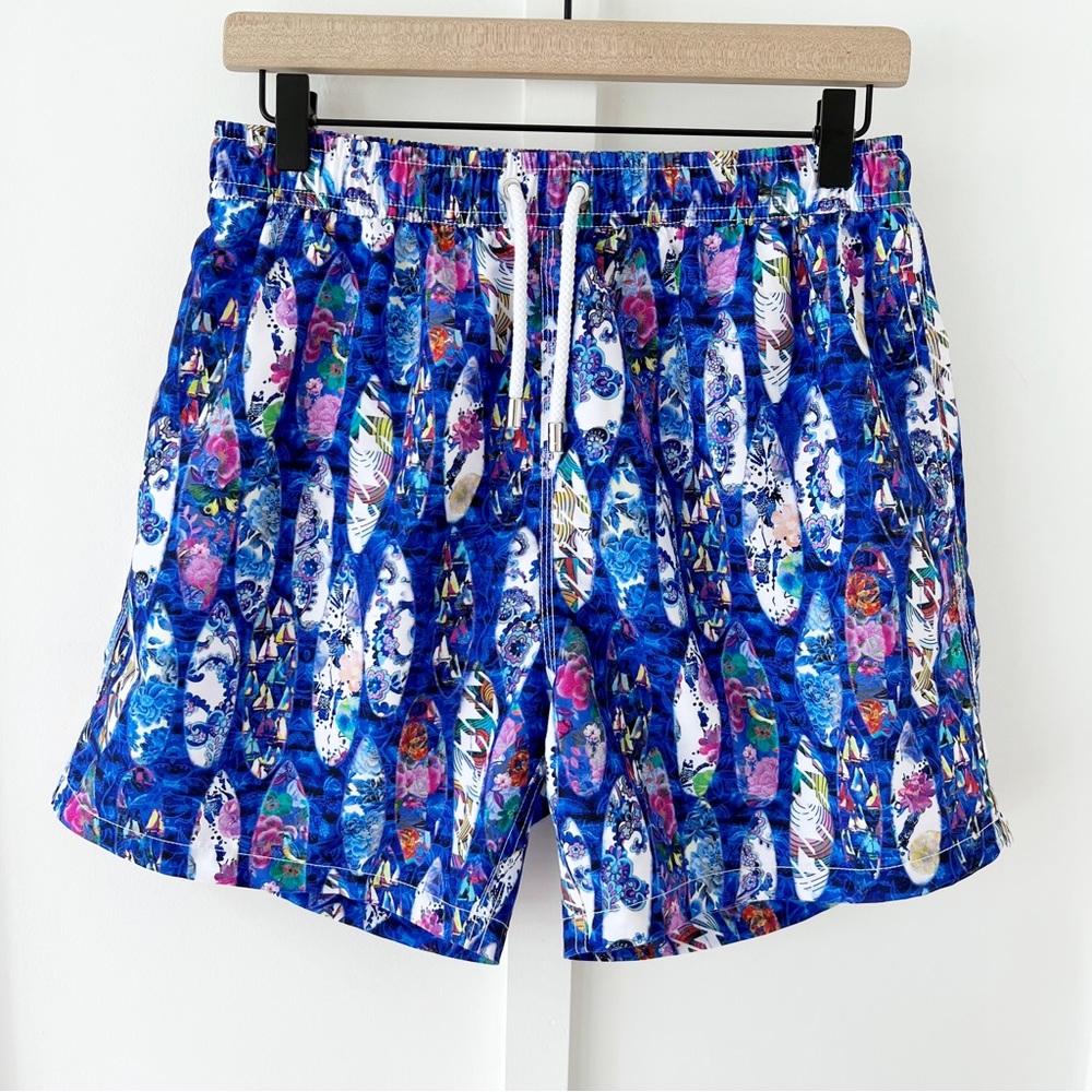 BERTIGO blue surfboard swim trunks